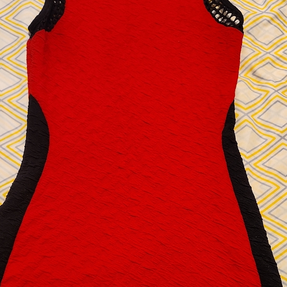 Elegant Red and Black Mini Dress